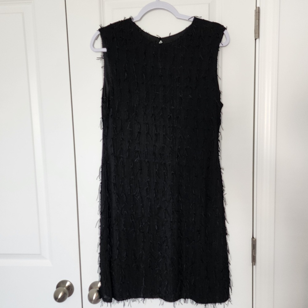 Ivonne Black Fringe Sleeveless Party Cocktail Dress - Size G